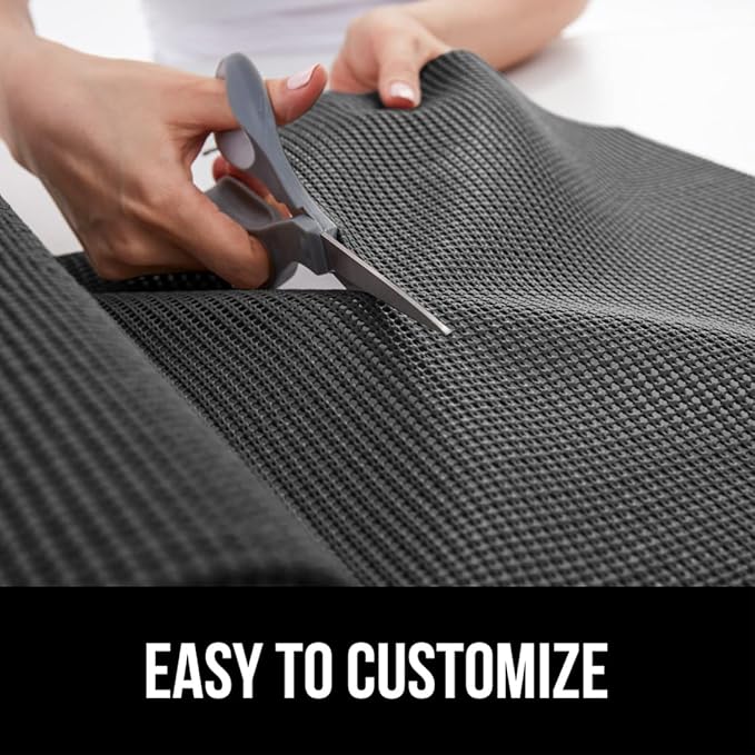 GORILLA GRIP powerGRIP Drawer Shelf and Cabinet Liner, Thick Strong Hold, Non-Adhesive Liners Protect Kitchen Cabinets and Cupboard, Bathroom Drawers, Easy Install, Breathable Mat, 20" x20', Charcoal - Image 6