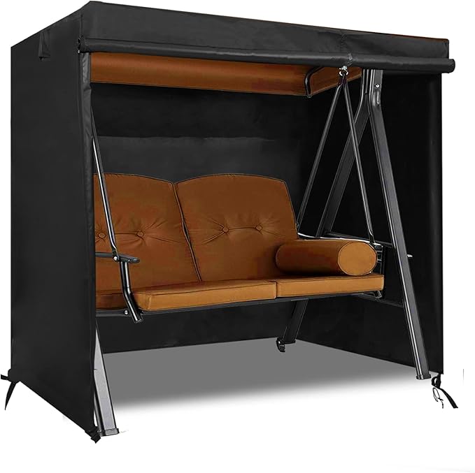 Outdoor Swing Cover - Triple Seater Hammock & Garden Swing Glider Chair - UV Resistant Canopy - Black (58 * 49 * 67) inches by SlanArrow