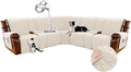 Arfntevss Waterproof Recliner Sectional Couch Covers for Reclining L Shape Sofa Cover Non Slip Washable L Shaped Slipcover Sets for Dog Furniture Protector (5 Seat with 2 Console Cover, Beige) by Arfntevss