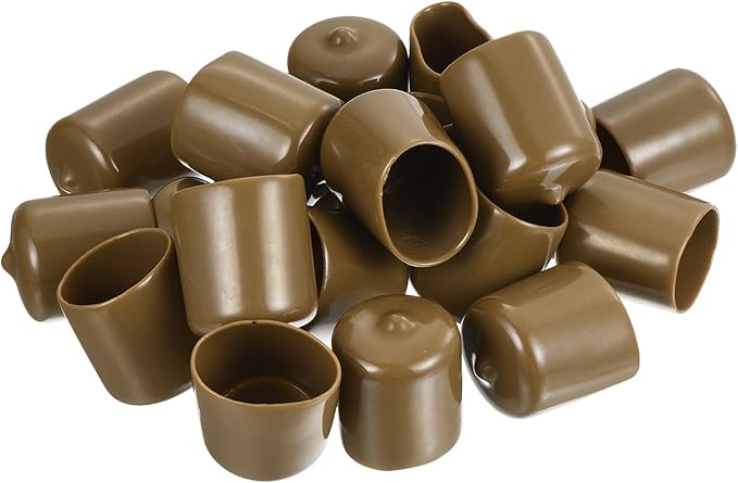 uxcell 20pcs Rubber End Caps 23mm(15/16") ID Vinyl PVC Round Tube Bolt Cap Cover Screw Thread Protectors Light Brown - Image 4