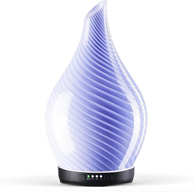 Porseme 280ml Essential Oil Diffuser Glass Color Changing Aroma Air Diffusers Aromatherapy Ultrasonic Cool Mist Humidifier 7 Running Hours Waterless Auto-Off for Sleeping, Yoga, Spa (Pure Purple) by Porseme