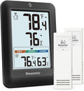 Newentor Indoor Outdoor Thermometer Wireless, Weather Stations Wireless Indoor Outdoor, Outdoor Thermometers for Patio House, Outside Inside Thermometers with Comfort Indicator, Black with 2 Sensors by Newentor