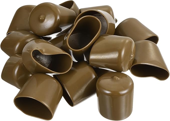 uxcell 20pcs Rubber End Caps 33mm(1 5/16") ID Vinyl PVC Round Tube Bolt Cap Cover Screw Thread Protectors Light Brown - Image 4