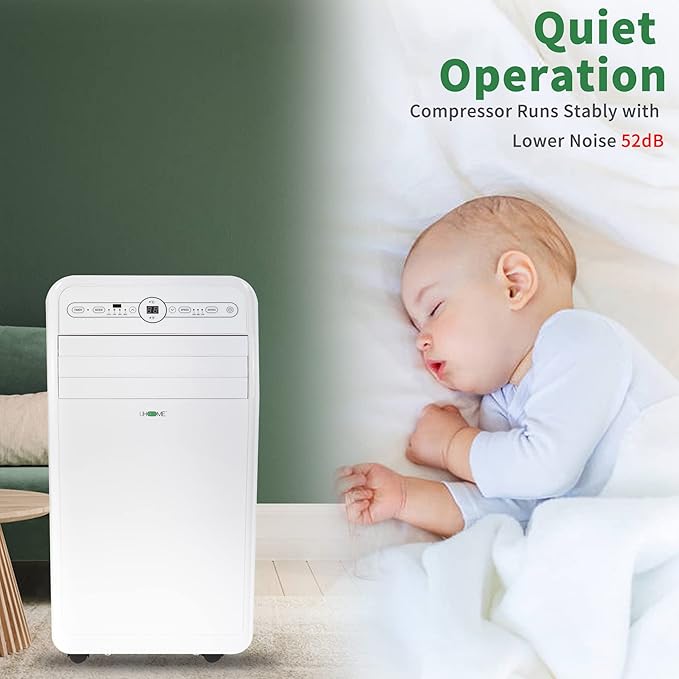 Uhome 12000 BTU Portable Air Conditioner with Heater up to 400 Sq. Ft, Ac Heater Combo Window Unit, Portable AC Unit with Dehumidifier & Fan, Cools & Heats,Remote Control and Window Kit Included,White - Image 3
