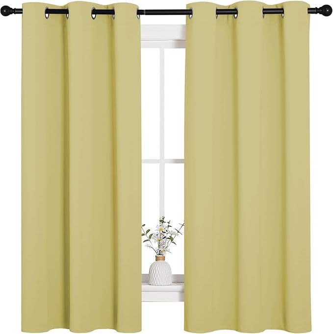 NICETOWN Paler Yellow Blackout Curtains for Bedroom (1 Pair, 42 x 63 inches), Farmhouse Thermal Insulated Room Darkening Drapes for Windows - Image 2