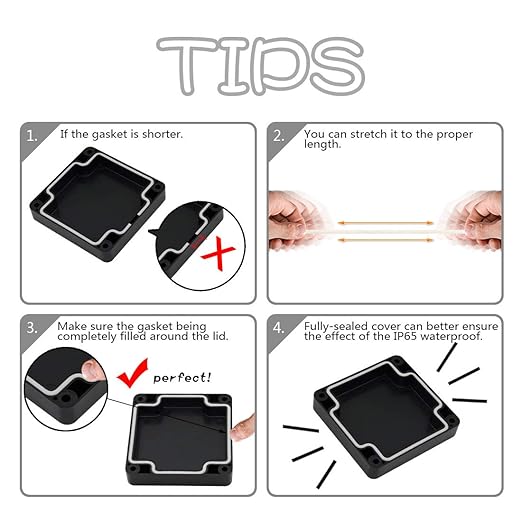LeMotech ABS Plastic Electrical Project Case Power Junction Box, Project Box Black 3.27"x3.19"x2.2"(83 x 81 x 56mm)(Pack of 2) - Image 6