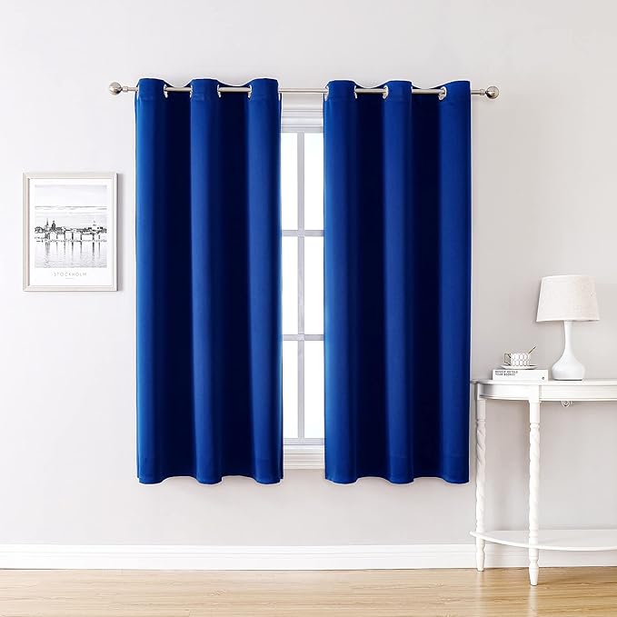 ChrisDowa Grommet Blackout Curtains for Bedroom and Living Room - 2 Panels Set Thermal Insulated Room Darkening Curtains (Royal Blue, 38W x 45L) by ChrisDowa