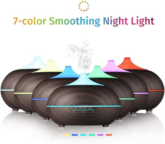 Aromatherapy Essential Oil Diffuser, JoySusie 300ml Wood Grain Ultrasonic Cool Mist Whisper-Quiet Humidifier with Color LED Lights Changing & 4 Timer Settings, Waterless Auto Shut-Off for Spa Baby - Image 2