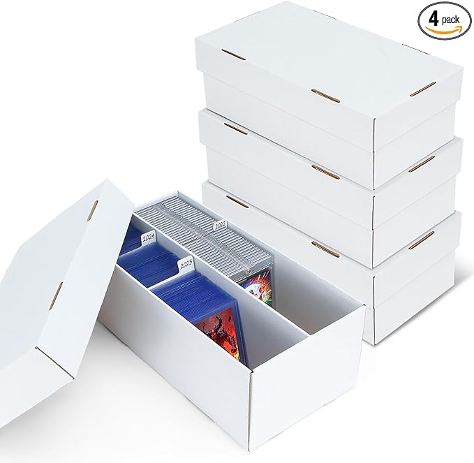 4 Pack Trading Card Storage Box - 2 Rows Divided Cardboard Case, Compatible with Top Loader One Touch for Sports Card Storage by Unknown