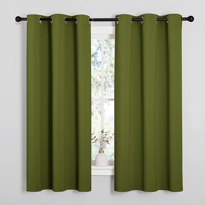 NICETOWN Olive Green Blackout Curtains 68 inches Length for Laundry Room, 2 Panels, 42" Wide, Thermal Insulated Decoration Drapes for Office Window by NICETOWN