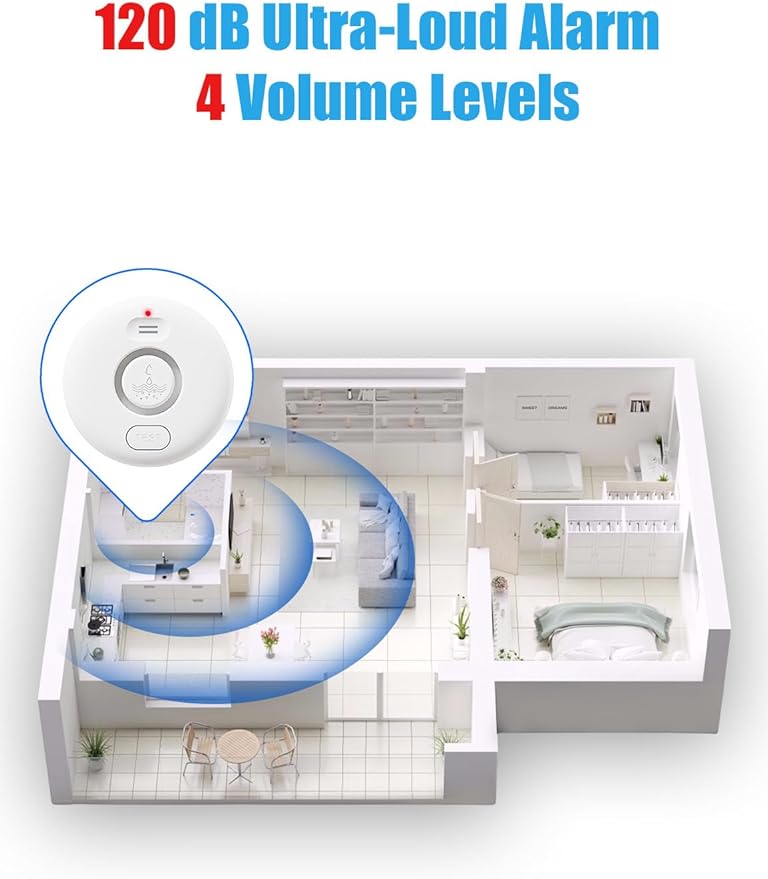 WD71 Water Leak Detector for WiFi Gateway/Hub, 120dB Adjustable Wireless Water Sensor Alarm, Smart Water Leak Alarm for Laundry, Kitchen, Basement, Home Bathroom (Gateway Not Included) - Image 6