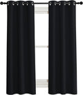 NICETOWN Black Out Curtain Panel Shade, Single Piece, 34 inches Wide by 63 inches Long, Black, Solid Energy Efficient Eyelet Top Window Blind for Guest Room by NICETOWN