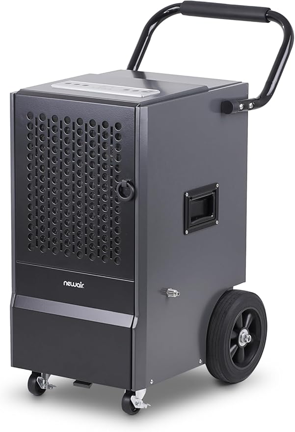 NewAir 160-Pint Commercial Dehumidifier with Pump | Heavy-Duty Industrial Dehumidifier with Drain Hose | For Basements, Water Damage Repair and Large Space Humidity Control by NewAir