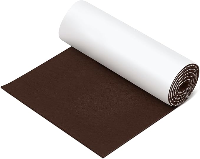 Large Felt Furniture Pads 12 x 60 Inch Non Slip Self Adhesive Heavy Duty Cuttable Strip Roll Felt Sheet Tape for Protecting Hardwood Floors Chair Wall, Brown by Fullhawl