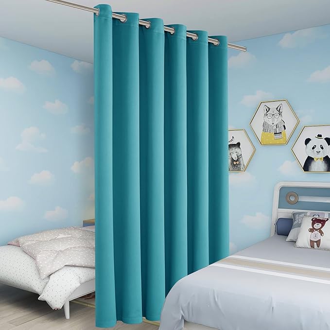 BONZER Room Divider Curtain Total Privacy Wall Noise Reducing Wide Blackout Curtains for Bedroom Living Room, 108L x 70W Inch (9L x 5.8W ft), 1 Panel, Teal - Image 5