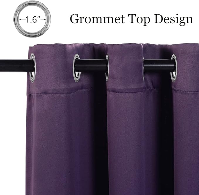 MYSKY HOME Blackout Door Curtains for Bedroom Grommet Top Closet Curtain for Doorway Thermal Insulated Room Darkening Drapes for Living Room, 1 Curtain Panel, 52 x 72 Inch, Royal Purple - Image 2