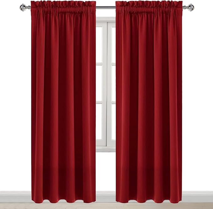 DWCN Christmas Blackout Curtains Room Darkening Thermal Insulated Bedroom Curtains Window Curtain Panels, 52 x 84 inches Long, Set of 2 Burgundy Rod Pocket Drapes - Image 9