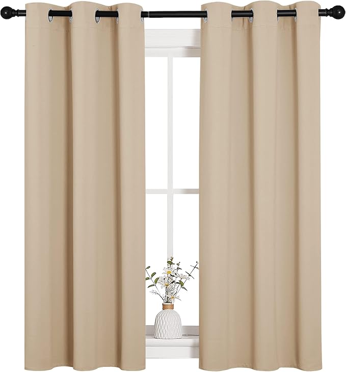NICETOWN Room Darkening Draperies Window Curtain Panels, Thermal Insulated Grommet Room Darkening Curtains for Bedroom (Biscotti Beige, 2 Panels, W34 x L54 -inch) by NICETOWN