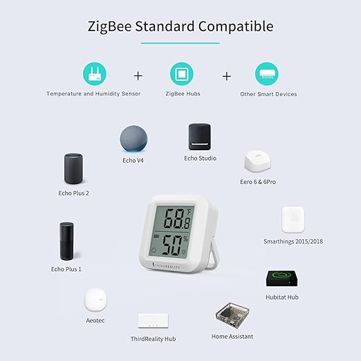 THIRDREALITY Zigbee Temperature and Humidity Sensor 2 Pack, Digital LCD Display, ZigBee Hub Required, App Records, Remote Monitoring and Smart Home Automation, AAA Batteries Included - Image 3