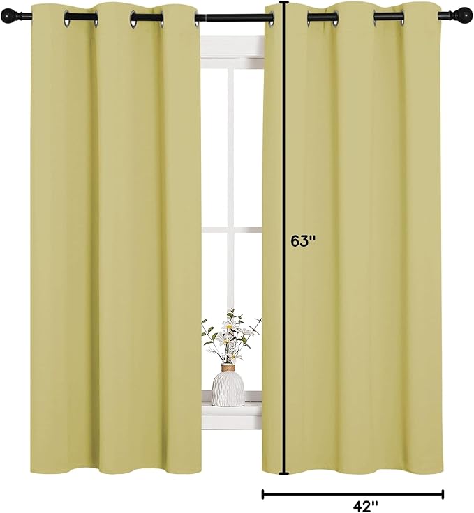NICETOWN Paler Yellow Blackout Curtains for Bedroom (1 Pair, 42 x 63 inches), Farmhouse Thermal Insulated Room Darkening Drapes for Windows - Image 9