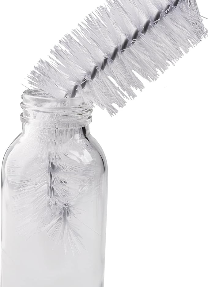 Long Bottle Brush, 17 in Bendable Cleaner Brushes for Cleaning Neck Beer Bottles, Wine, Baby Bottles, Water Bottles, Tumblers, Flask, Bird Feeder, Vase, Pipes and Brewing Supplies Black + White/2Pack - Image 3