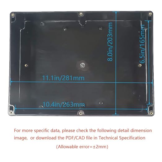 Junction Box, Zulkit Project Box IP65 Waterproof Outdoor Box ABS Plastic Electrical Boxes Electronic Enclosure Black 11.42 x 8.27 x 3.94 inch (290 x 210 x 100 mm)(Pack of 1) - Image 5