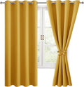 Hiasan Blackout Curtains for Bedroom, 52 x 63 Inches Length - Thermal Insulated & Light Blocking Window Curtains for Living Room, 2 Drape Panels Sewn with Tiebacks, Mustard Yellow by Hiasan