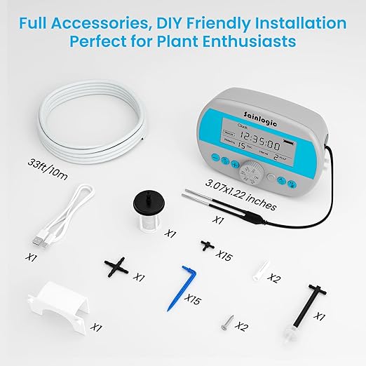 Sainlogic Smart Automatic Plant Waterer for 15 Potted Plants, Self Watering System with Deep Root Irrigation, Humidity Monitor Display, IP64 Programmable Timer for Travel, Vacation, Indoor Garden - Image 6