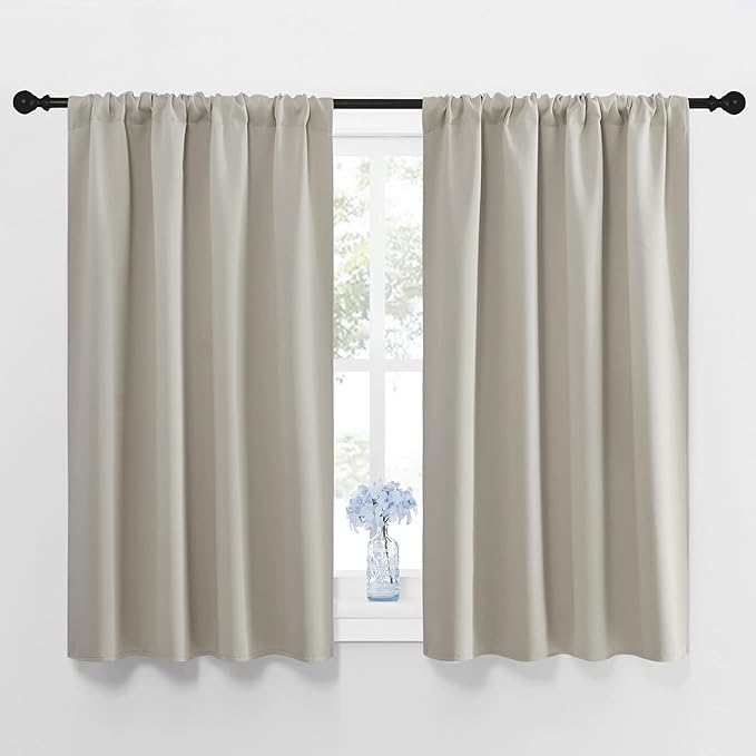NICETOWN Blackout Curtains for Living Curtains, Room Darkening Window Curtain Panels, Easy-Care Solid Thermal Insulated Draperies/Drapes for Daughter Room (Natural, 2 Panels, 42 by 48) by NICETOWN