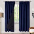 BGment Thermal Insulated 100% Blackout Curtains for Bedroom with Black Liner, Double Layer Full Room Darkening Noise Reducing Rod Pocket Curtain (42 x 84 Inch, Navy Blue, 2 Panels) by BGment