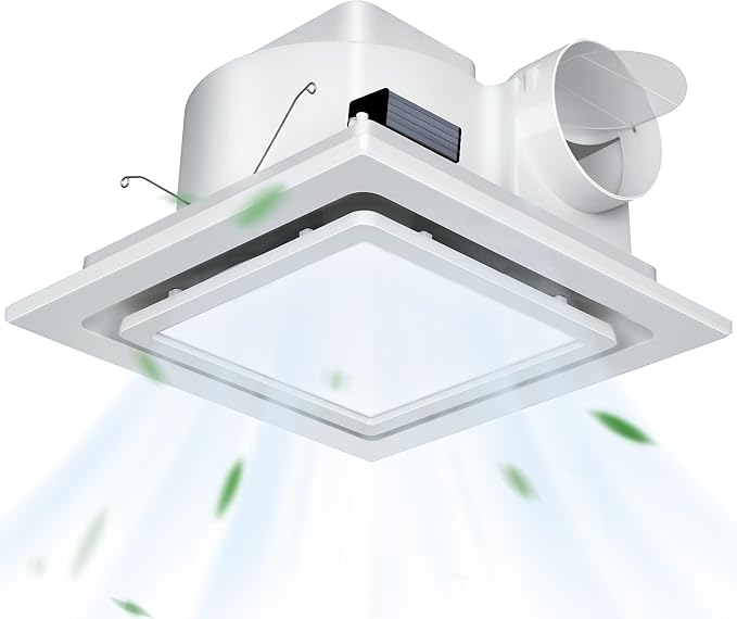 12" Ultra Quiet Bathroom Exhaust Fan with 6500K LED Light, 1.0 Sone 120 CFM, 10x10 Mount, 1500 LM Ceiling Ventilation Fan, Energy Efficient by BreatheDeeperLiveCleaner