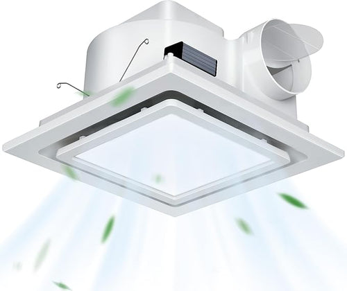 12" Ultra Quiet Bathroom Exhaust Fan with 6500K LED Light, 1.0 Sone 120 CFM, 10x10 Mount, 1500 LM Ceiling Ventilation Fan, Energy Efficient by BreatheDeeperLiveCleaner