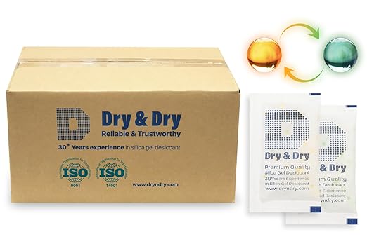 Dry & Dry 10 Gram [500 Packets] Premium Orange Indicating Silica Gel Packets Desiccants - Food Safe Silica Packets Silica Gel Silica Gel Packets by DryDry