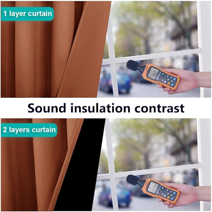 NICETOWN Burnt Orange 100% Blackout Lined Curtain, 2 Thick Layers Completely Blackout Window Treatment Thermal Insulated Drape for Kitchen/Bedroom (1 PC, 52 inches Width x 63 inches Length Each Panel) - Image 4