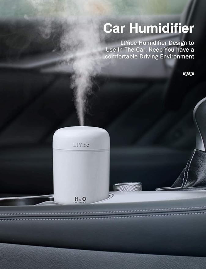 Colorful Cool Mini Humidifier, USB Personal Desktop Humidifier for Car, Office Room, Bedroom,etc. Auto Shut-Off, 2 Mist Modes, Super Quiet. (White) - Image 4