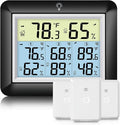 Urageuxy Indoor Outdoor Thermometer Wireless with 3 Sensors, 328ft Range Digital Hygrometer Temperature Humidity Monitor for Home, Greenhouse, Kitchen, Bedroom, Backlight, Black by Urageuxy