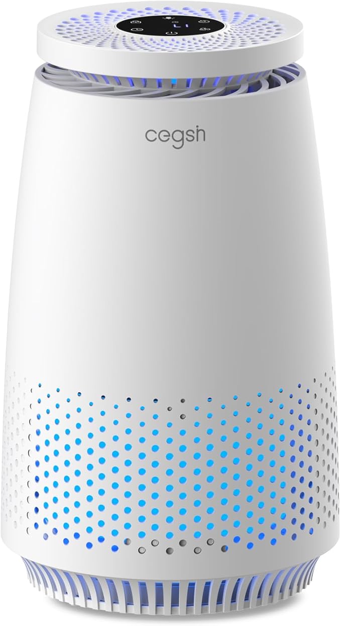 Air Purifiers for Home Bedroom, 3-in-1 HEPA Filter for Pets Dander Dust Pollen Smoke Odors, Quiet Air Cleaner with Sleep Mode, 12H Timer, Night Light, Aromatherapy, Safety Lock, White by MeansSimpleLife