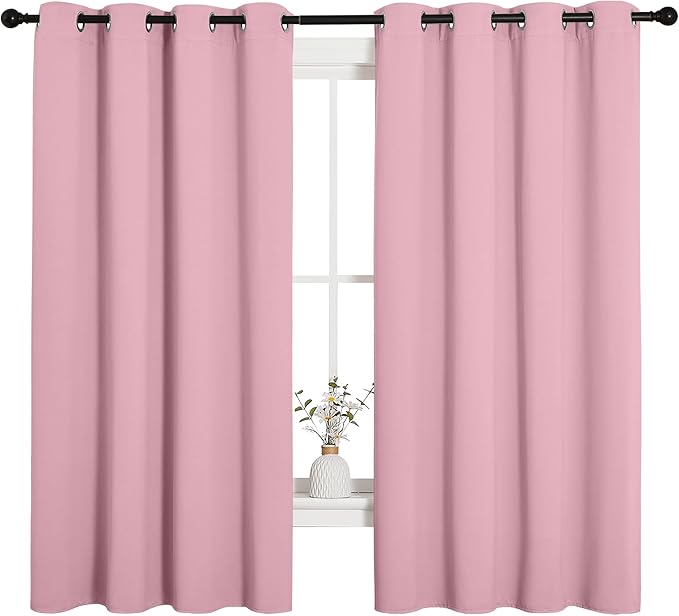 NICETOWN Bedroom Curtain Panels Blackout Draperies, Thermal Insulated Solid Grommet Blackout Curtains/Drapes (Crystal Pink, 1 Pair, 55 by 68-inch) - Image 2