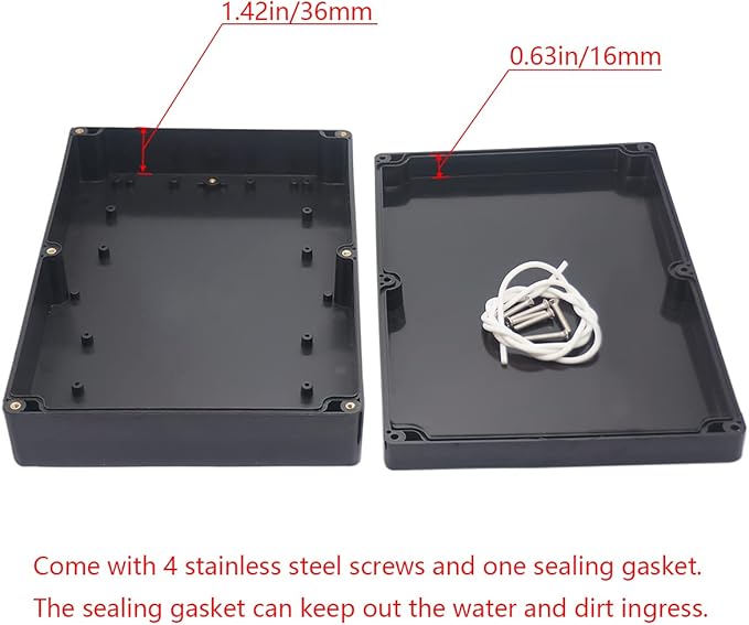 Project Box IP65 Waterproof Junction Box ABS Plastic Black Electrical Boxes DIY Electronic Project Case Power Enclosure 10.35x7.17x2.36 inch (263x182x60 mm) - Image 4