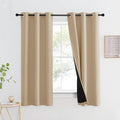 NICETOWN Room Warming Curtain, Bedroom Full Blackout Panel, Super Thick Insulated Window Cover, Complete Blackout Drapery with Black Liner for Short Window(Biscotti Beige, 1 PC, 42 by 63-inch) by NICETOWN