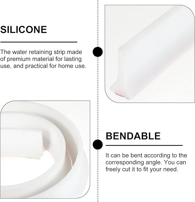 LIFKOME 2m Bathroom Strip Kitchen Desktop Strip Shower Water Blocker Edge Guard Soft Hands Easy to Install - Image 6