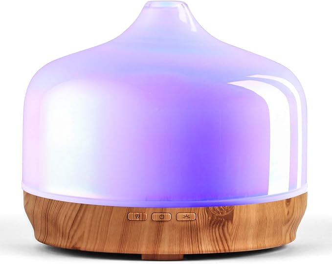 Porseme 500ml Glass Essential Oil Diffuser Aromatherapy Ultrasonic Cool Mist Humidifier 15-21 Running Hours Waterless Auto-Off Air Diffusers for Sleeping Yoga Office Working Spa and Rest (White Jade) by Porseme