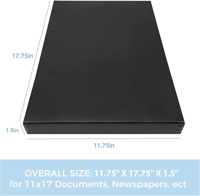 Lineco Museum Archival Storage Box, 11.75x17.75x1.5 in. Drop Front Design. Acid-Free with Metal Edge. Organize Photos, Pictures, Prints, Documents, Crafts, DIY. Black, 1 Pack - Image 3