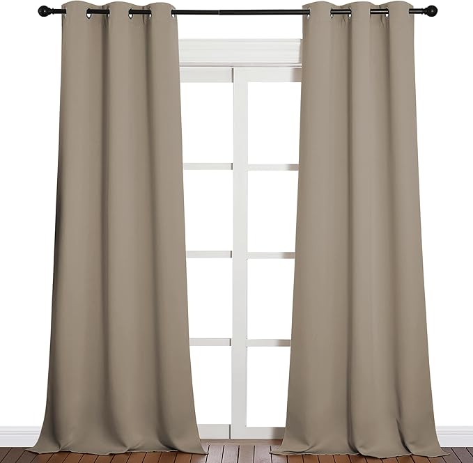 NICETOWN Patio Glass Door Blackout Curtains for Bedroom/Living Room, Privacy Panel Drapes for Dining Room and Guest Room (Taupe, 42 inches Wide x 95 inches Long, 1 Pair) - Image 2