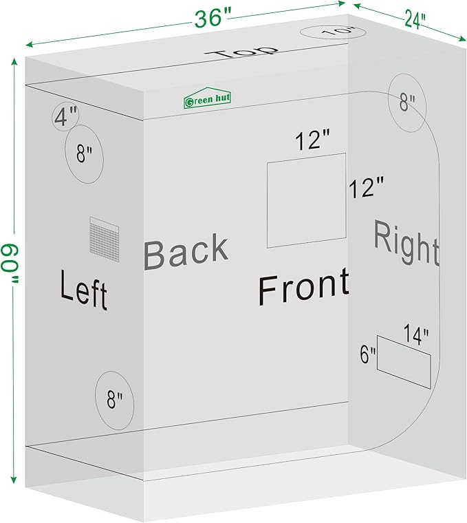 24"x36"x60"Grow Tent for Plants Mylar Hydroponic Grow Tents Indoor Grow Room for Plant Fruit Flower Veg with Removable Waterproof Floor Tray - Image 8