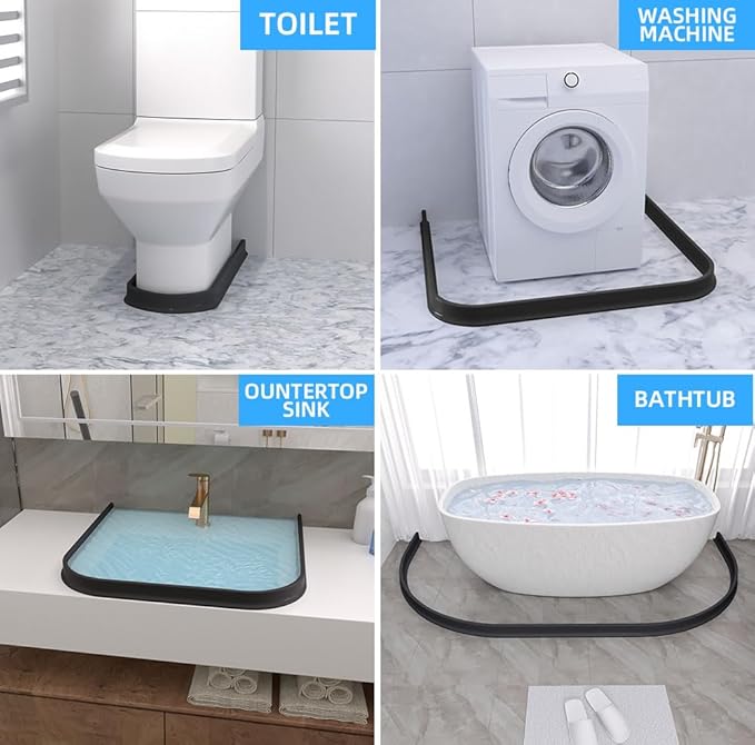 Duzzy 98 Inch Collapsible Shower Water Dam Shower Stopper Barrier and Retention System and Keeps Water Inside Threshold Dry and Wet Separation Suitable for Bathroom and Kitchen - Image 5