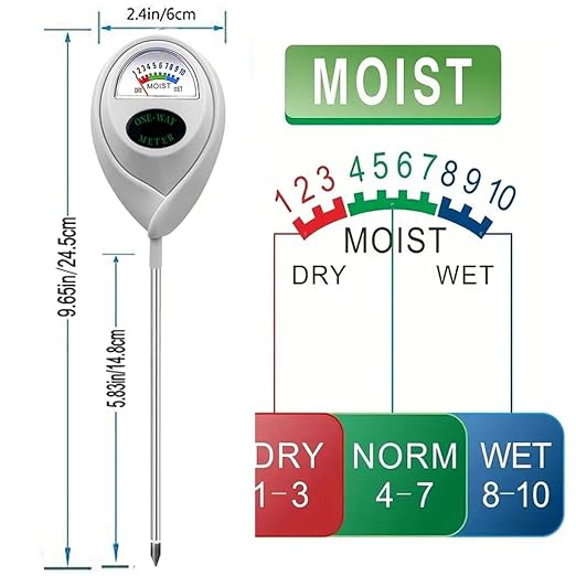 White Soil Moisture Meter, Soil Moisture Monitor for Plants, Soil Hygrometer Moisture Sensor, Plant Water Meter with Guidance for Indoor & Outdoor, Garden, Farm, Lawn Plant Care - Image 2