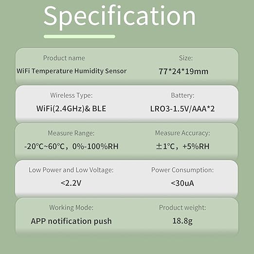 WiFi Temperature Humidity Sensor Smart Hygrometer Thermometer Sensor with APP Remote Monitor and Alert High Precision Indoor Thermometer No Hub Required, Compatible with Alexa Google Assistant - Image 8