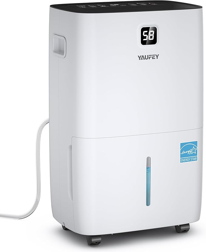 Yaufey 150 Pints Energy Star Dehumidifier for Home, Basement and Large Room up to 7000 Sq. Ft., with Drain Hose, Timer, Intelligent Humidity Control and Large Water Tank by Yaufey