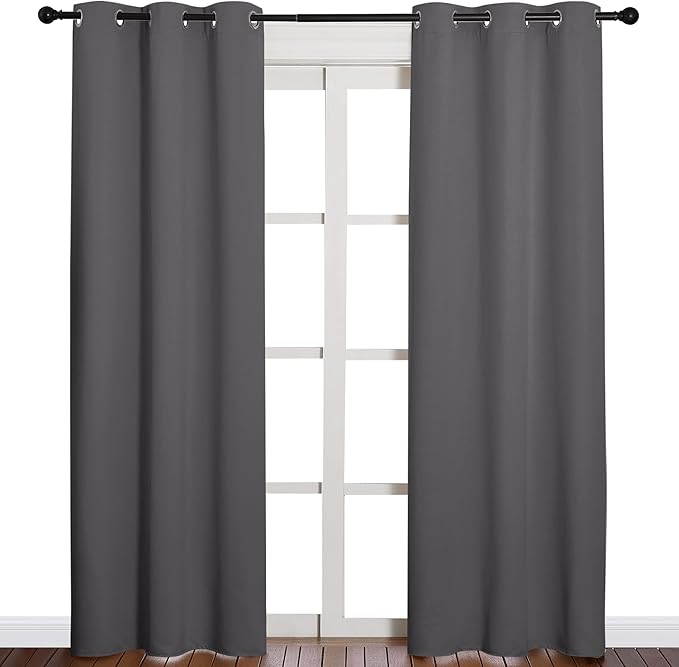 NICETOWN Noise Reducing Blackout Curtains 84" Long for Bedroom, Grey, 42" Wide, 2 Panels, Thermal Insulated Room Darkening Drapes for Home Family Decorations - Image 2